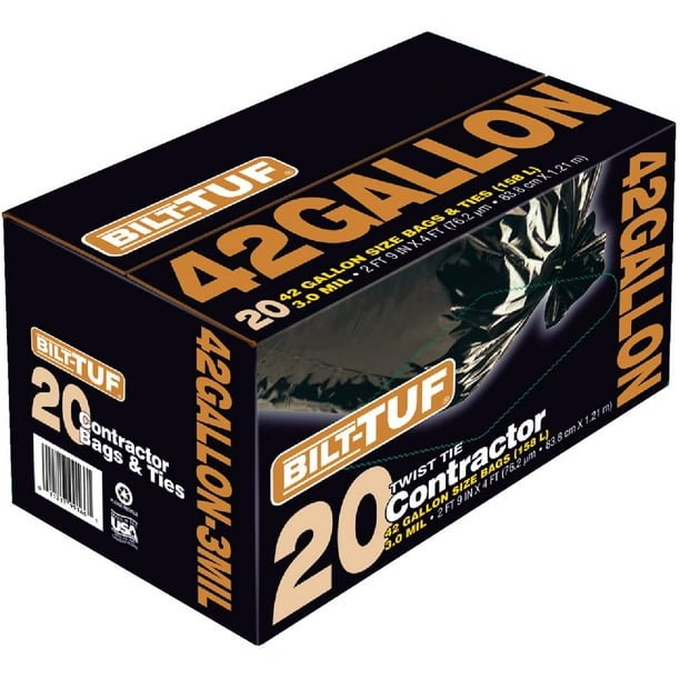 Brute Super Tuff 42 Gal. Contractor Black Trash Bag (20Count) C043170S
