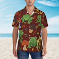 thumbnail image 2 of Vsdgher Frogs and Mushrooms Print Men's Hawaiian Shirts Button Down Tropical Holiday Beach Shirts Vacation Clothes,Medium, 2 of 7