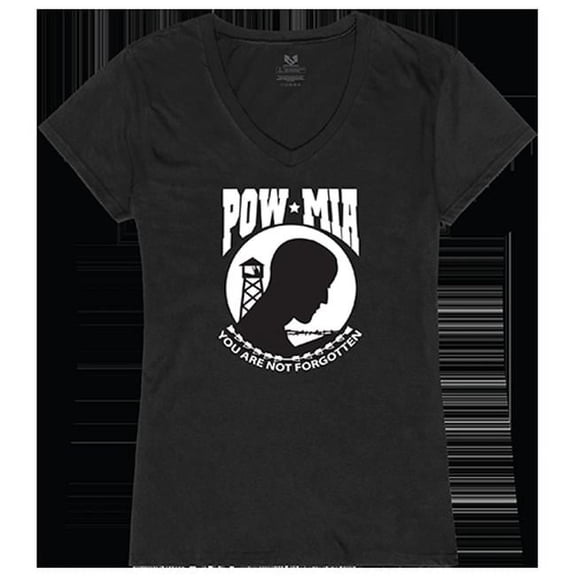 Rapid Dominance  POW MIA Graphic V-Neck T-Shirts, Black - Small