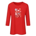 thumbnail image 6 of Charella Women's Floral Printed Tops Flower Graphic Tee Casual Crew Neck 3/4 Sleeve Shirts Loose Fit Clothes (XL, Red 2), 6 of 6