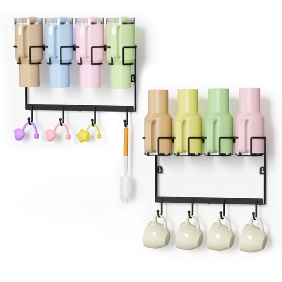 2-Pack Wall Mount Tumbler Organizer Rack For 20/30/40oz Cups