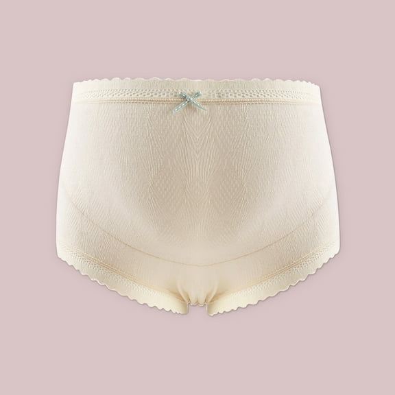 TUWABEII Women's Maternity Underwear,Ladies Comfortable Prenatal Solid Color Large Size Short High Waist Lace Abdominal Panties Underwear