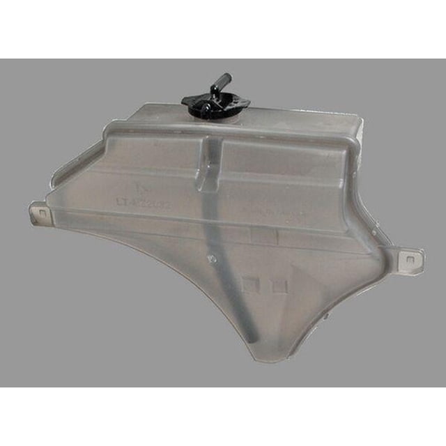 depósito de anticongelante mazda 6 2014 2015 2016 2017 genérica depósito de anticongelante Depósito recuperador blanco translúcido, vista frontal centrada con tapa negra, tubo interior vertical y orejetas de montaje laterales; compatible con Mazda 3 (14-18), CX‑5 (13-17) y Mazda 6 (14-17) según especificación; suele usarse como repuesto de mantenimiento.
