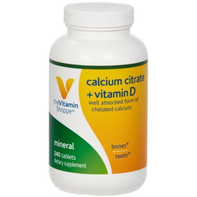 Calcium Citrate with 400IU Vitamin D  – Mineral Essential for Healthy Bones  Teeth – 100 Daily Value of Well Absorbed Form of Chelated Calcium, Vitamin D (as Ergocalciferol) (240
