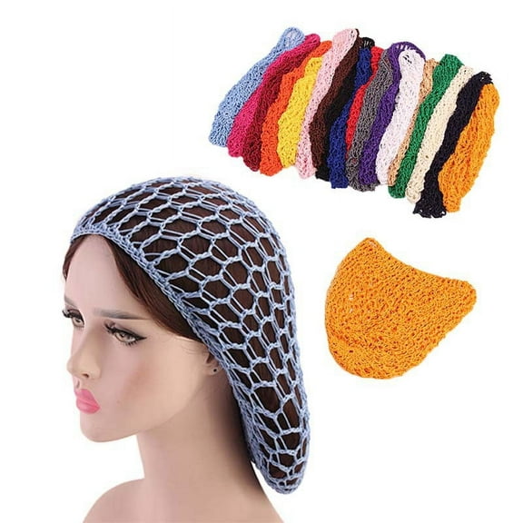 Racing Butterfly Womens Mesh Hair Net Crochet Cap Solid Color Snood Sleeping Night Cover Turban