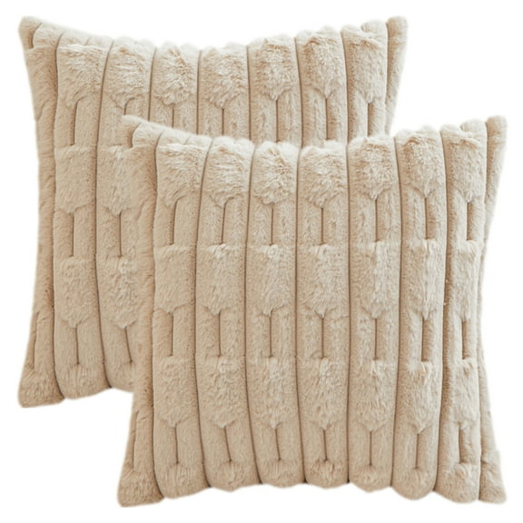 REGALWOVEN Pack of 2 Set Throw Pillow Covers Farmhouse Pillow Case Luxury Soft Plush Cushion Pillowcase for Home Decor Khaki 16" x 16"