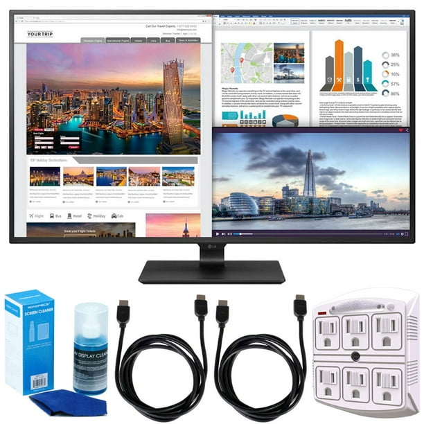 LG 43UD79-B 43-inch 4K Ultra HD IPS LED Monitor Bundle with SurgePro 6-Outlet Surge Adapter with Night Light, 2x 6ft HDMI Cable and Screen Cleaner for LED TVs