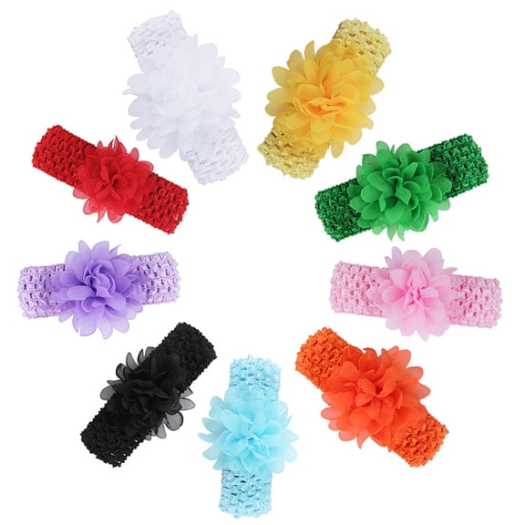 LABSERRON Adjustable Floral Headbands for Baby Girls Nylon Material Solid Color