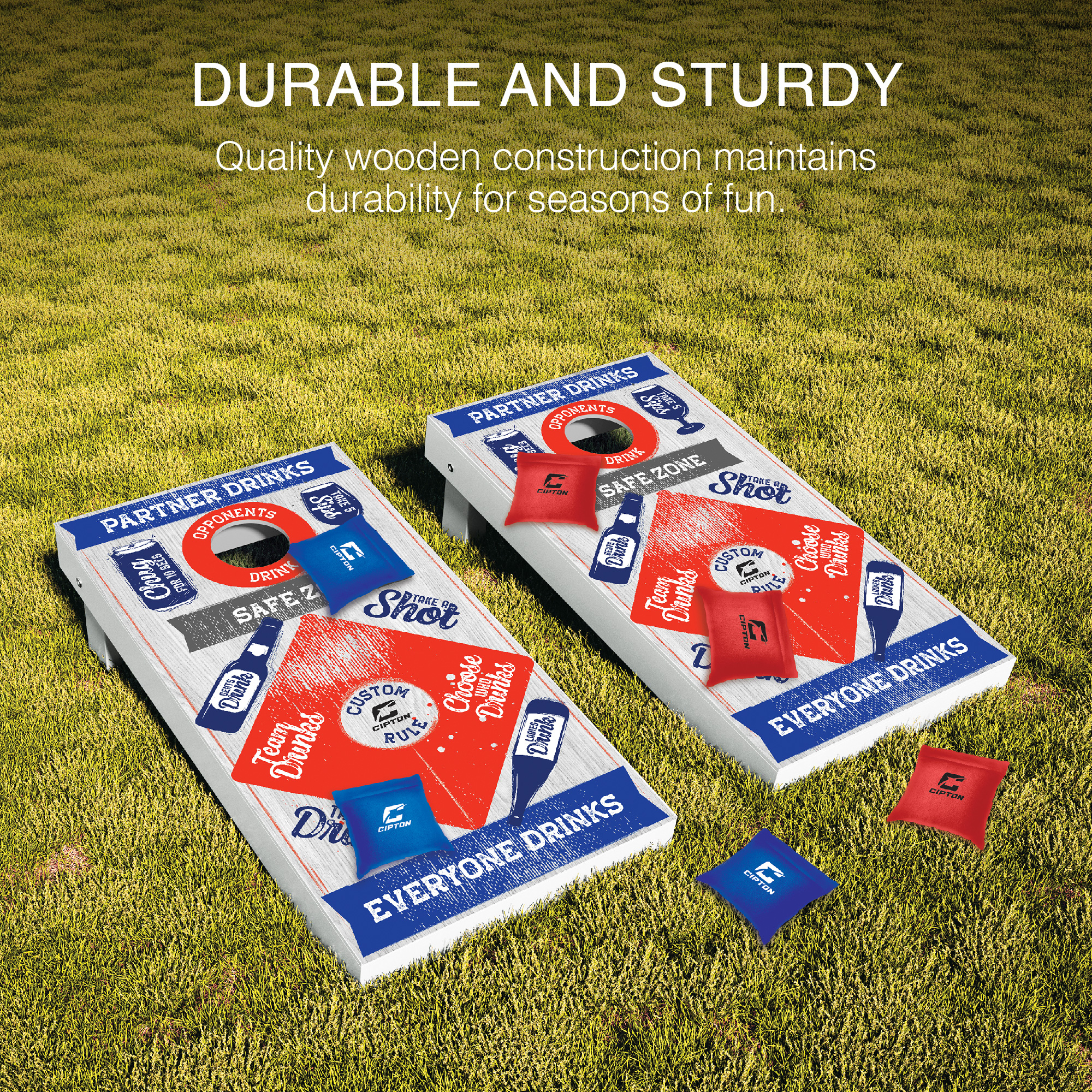 Cipton Cornhole Set Drinking Game Family and Friends Outdoor Games