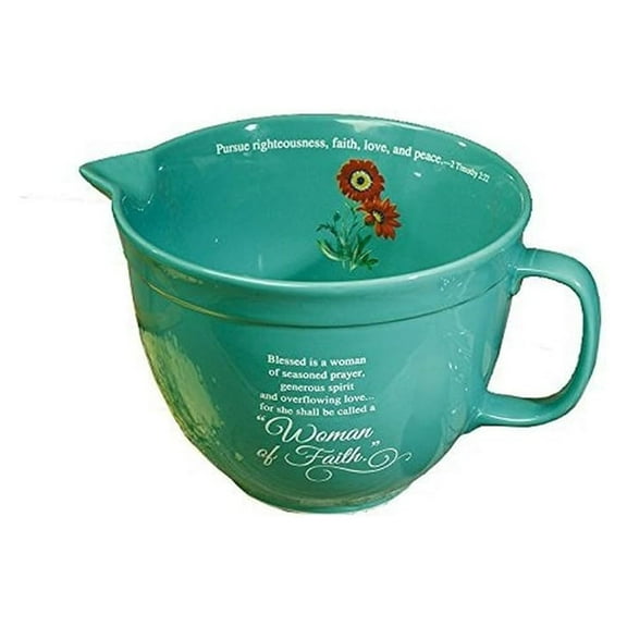Abbey Gift Woman of Faith Ceramic Mixing Bowl,Blue,9.5 x 5.75 x 7.5"