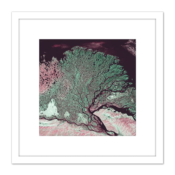 Abstract Tree Growth Nature 8X8 Inch Square Wooden Framed Wall Art Print Picture with Mount