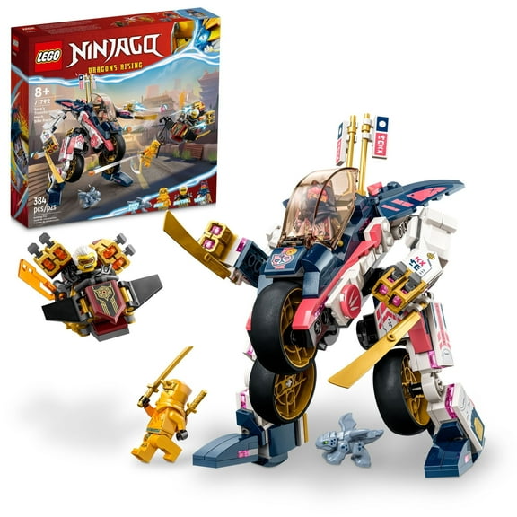 LEGO NINJAGO Sora’s Transforming Mech Bike Racer 71792 Building Toys for Kids, Featuring a Mech Ninja bike racer, a Baby Dragon and 3 Minifigures, Gift for Kids Aged 8 