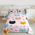 thumbnail image 2 of Castle Fairy Cute Cats 2Pcs Bedding Comforter Set for Girls Boys Children,Love Heart Print Twin Comforter Sets,Kawaii Pets Breathable Bedding Set,Ultra Soft Home Decor, 2 of 8