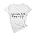 thumbnail image 5 of WCJM Short Sleeve Fitted T Shirts for Womens Women's Short Sleeve T-Shirt Women's Walking By Tripping Constantly Print T Shirt Casual V Neck T Shirt, 5 of 5