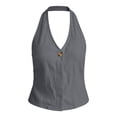 thumbnail image 5 of Noric Women's Halter Tank Tops Sleeveless Summer Casual Cotton Linen V Neck Loose Fit Tops, 5 of 7