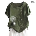 thumbnail image 1 of Camisa de mujer con botones, blusa informal de manga corta con cuello redondo, verde, 3XL Sweethay AP001735-30, 1 of 7