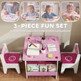 thumbnail image 4 of Qaba Kids Table and Chair Set w/ Bookshelves, Toddler Table and Chairs Set, 4 of 10
