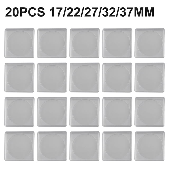 20 Pcs Étui pour Capsule de Pièces Plastique Transparent Carré Capsules de Pièces Organisateur de Collection de Pièces Boîte de Rangement Porte-Médailles Rangement