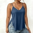 thumbnail image 4 of Timegard Camisole Tops for Women Plus Size V Neck Tanks Adjustable Spaghetti Strap Side Split Fitting Sleeveless Tunic Tops, 4 of 7