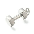 thumbnail image 2 of 10 pc Brass Pendants Dumbbell Charms with Jump Ring Long-Lasting Plated Lead Free & Cadmium Free Platinum 16x8x7mm, 2 of 3