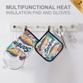 thumbnail image 4 of Yayeee Oven Mitts and Pot Holder Set of 2 Heat Resistant Kitchen Gloves Baking Hot Pad, Yellow Sardines Pattern, 4 of 5