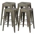 thumbnail image 3 of VINEEGO 24 Inch Metal Bar Stools Set of 4, Stackable Backless Counter Height Stools for Kitchen, Bar, Restaurant, Indoor Dining, Scratch Resistant Steel, Gun, 3 of 9