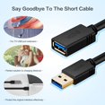 thumbnail image 3 of LAICAIW VCZHS Short USB 3.0 Extension Cable 1ft, USB Extender Cable USB Male to Female for SB Flash Drive, Card Reader, Hard Drive, Keyboard,Mouse,Playstation, Xbox, Printer, Webcam, 3 of 7