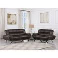 thumbnail image 2 of Titan Furnishings Modern Leather Upholstered Sofa and Loveseat in Brown, 2 of 19