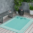 thumbnail image 2 of Larson Outdoor Area Rug, Teal, Ivory, 2 of 8
