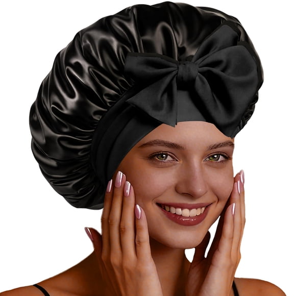 Gorro de satén de seda grande ajustable para el cabello Confvrter