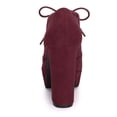 thumbnail image 2 of BLISSFUL STEP Women's Platform Block Heel Lace Up Booties Burgundy 9, 2 of 8