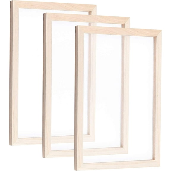 3PCS Burlywood Papermaking Frame Rectangle Wooden Paper Making Screen Tools for Dried Flower Handcraft DIY Paper Craft 13.38 x 9.84 x 0.47 Inches