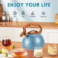 thumbnail image 3 of Uscover 3.2 Qt Blue Stainless Steel Stovetop Tea Kettle with Ergonomic Handle, Gas and Electric Compatible, 3 of 12
