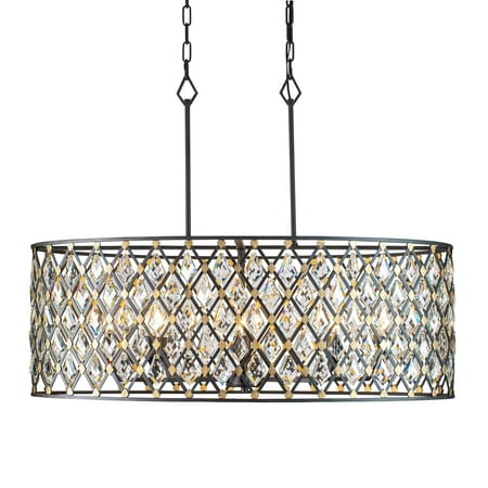 

Varaluz Windsor 8 Light Crystal Oval Linear Pendant - Carbon/Havana Gold
