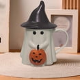 thumbnail image 2 of Ceramic ghost mug, Halloween Creative Spooky Cup with Cute Face, Cute Mug for Men, Women & Teens - Microwave & Dishwasher Safe (Without gold border), 2 of 6
