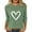 Green, variant on YUGYXL Womens 3/4 Sleeve Crew Neck T-Shirts Valentine's Day Spring Shirts Love Heart Printed Graphic Tees White M
