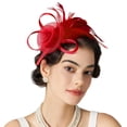 thumbnail image 3 of 2025 Women's Headband Style Mesh Feather Hair Accessory Vintage Elegant Versatile Headband Hair Ornament Party Performance Headpiece Wedding Valentine's Day Gathering Headband Dress Up, 3 of 7