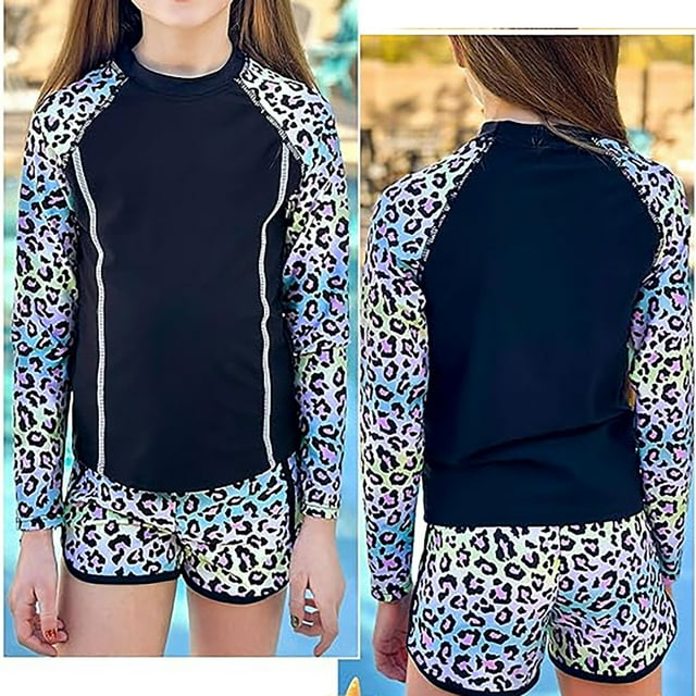 WEAIXIMIUNG Little Girls Swim Girls Rash Guard Swimsuits 2 Piece Bathing Suit UPF 50+ Summer Swimwear 110