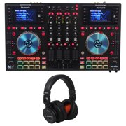 Angle View: Numark NV Intelligent 4-Ch. Dual Display DJ Controller for Serato DJ+Headphones