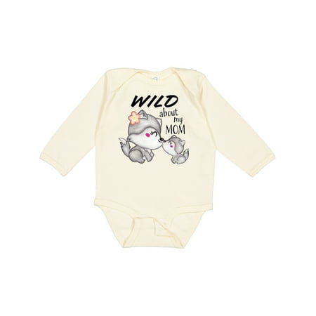 

Inktastic Wild About My Mom- Mother and Baby Wolves Gift Baby Boy or Baby Girl Long Sleeve Bodysuit