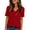Red, variant on UVN Blouses for Women Summer Short Sleeve V Neck Button Shirts Dressy Casual Business Tunic Tops