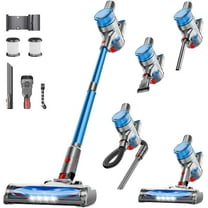 BSNAW Cordless Vacuum Cleaner, 8-in-1 Lightweight Self-Standing Stick Vacuum, Max 45Mins Runtime, Anti-Tangle with Hose for Hard Floor,Carpet,Pet Hair, Blue