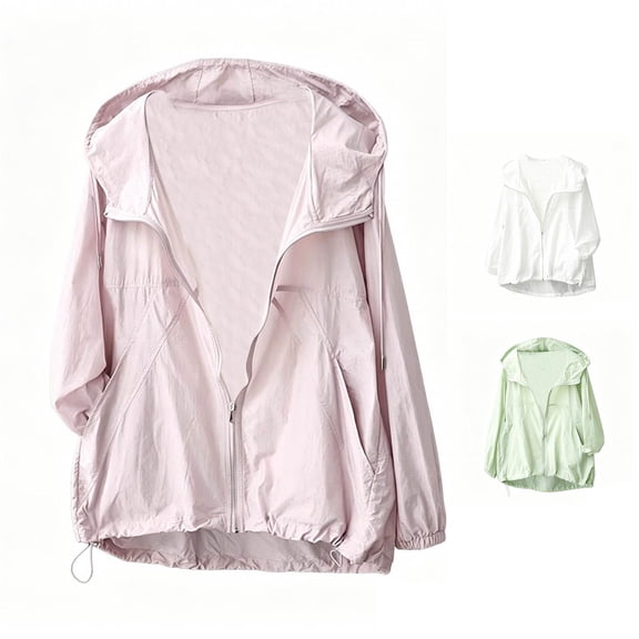 Unir Lightweight Summer Sun Shrug Jacket for Women, Hooded Zip Front, Breathable Polyester Casual Outerwear, 1 Piece, M-XXL, Plus Size Friendly