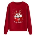 thumbnail image 4 of Chandail en Molleton d'Hiver pour Femmes Mi-Longueur Blouse Ample Chaude Col Rond Cardigan Pull Imprimé Noël Chandail à Capuchon Mode, 4 of 5
