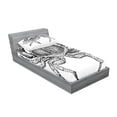 thumbnail image 2 of Ambesonne Vintage Fitted Sheet & Pillow Sham Set, Seafood Theme Design, Twin, Black and White, 2 of 2