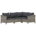 thumbnail image 5 of vidaXL 9 Piece Patio Lounge Set with Cushions Gray Poly Rattan, 5 of 10