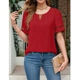 thumbnail image 5 of Women'S Summer Tops Dressy Casual Short Sleeve Blouses Elegant Shirts Red S, 5 of 6