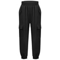 thumbnail image 2 of YONGHS Girls Sport Cargo Pants Baggy Trousers with Pockets Kids Jogger Sweatpants Y2K Streetwear Black 5-6, 2 of 7