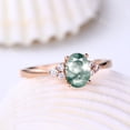 thumbnail image 3 of Vintage Oval Moss Agate Ring Anniversary Ring 925 sterling Silver Rose gold Plated Ring, 3 of 4