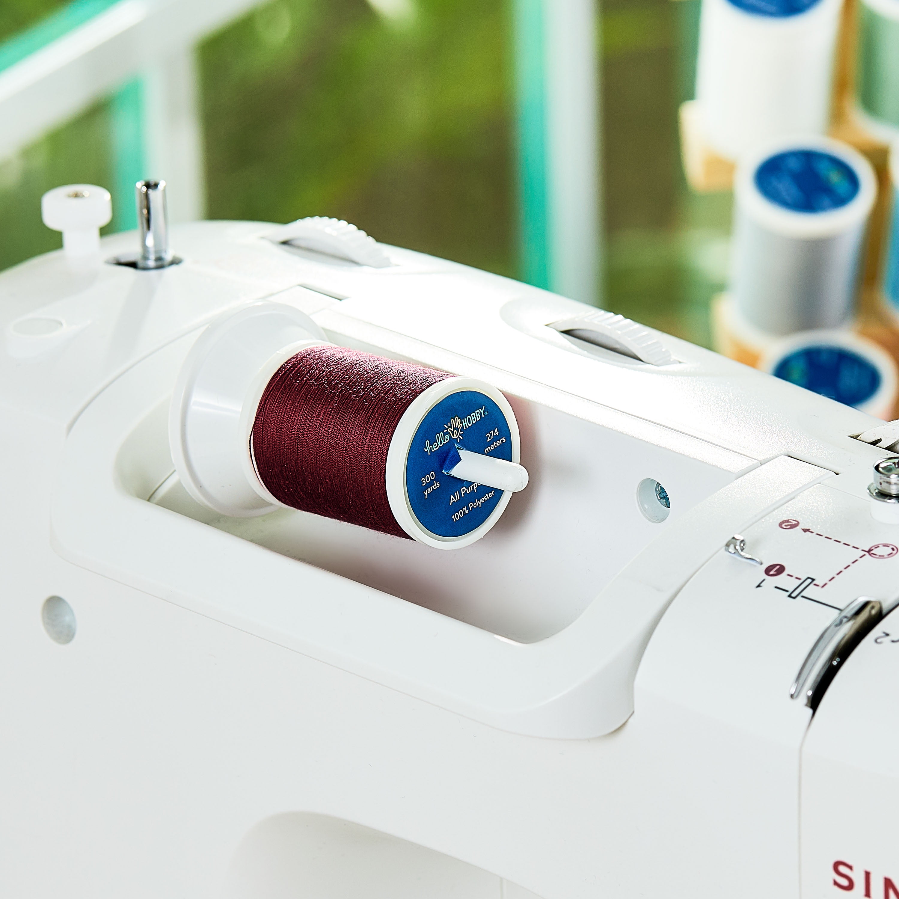 Hello Hobby Deep Cerise 100% Polyester All Purpose Thread, 300 Yards